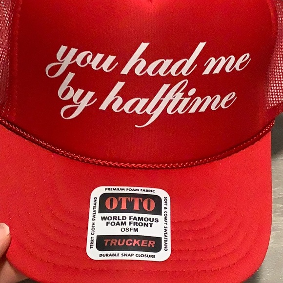 You had me by halftime Kenz Kustomz red trucker hat - Picture 5 of 7